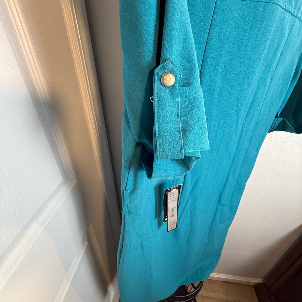 Teal Zip-Front Dress - Picture 11 of 15